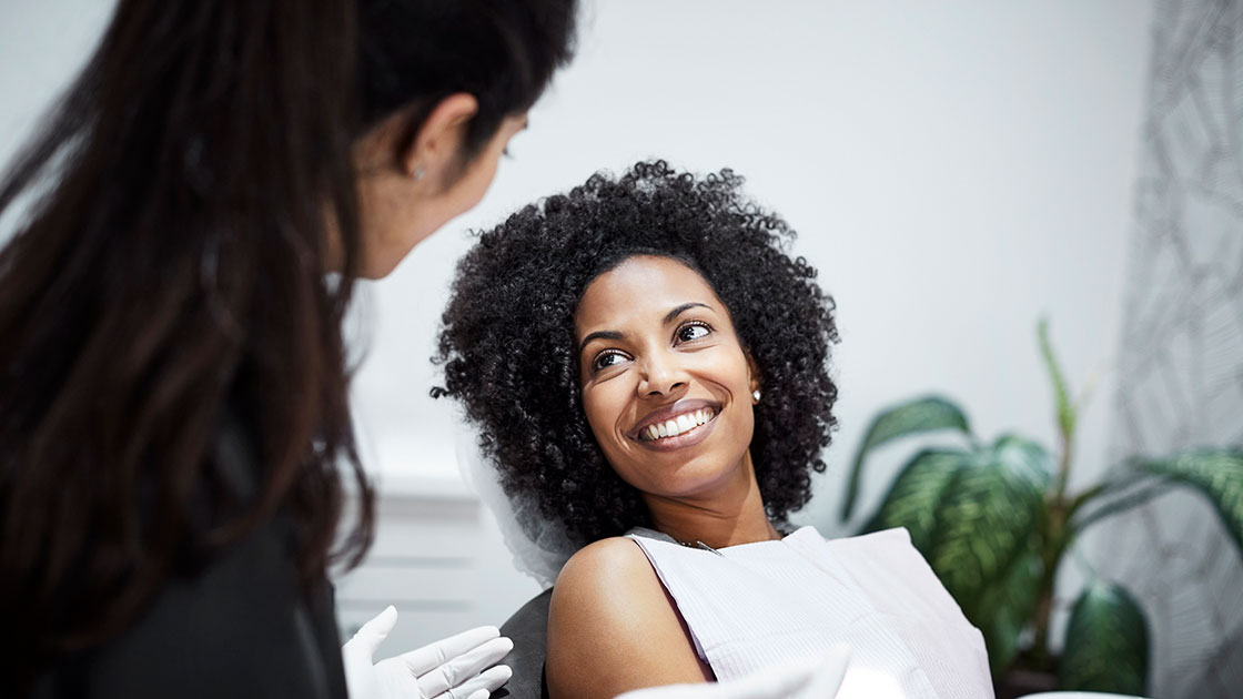 lady smiling in dentist chair